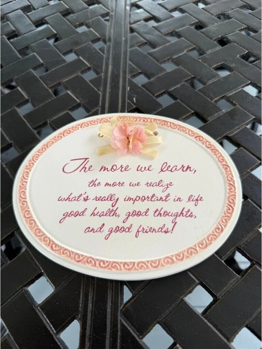 Decorative Ceramic Wall Plaque with Inspirational Quote